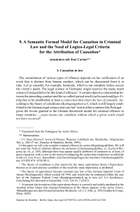 9. A Semantic Formal Model for Causation in Criminal Law and the Need of Logico-Legal Criteria for the Attribution of Causation