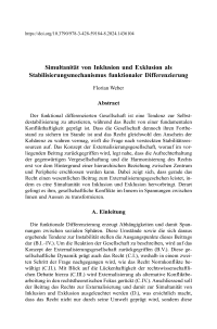 Simultanität von Inklusion und Exklusion als Stabilisierungsmechanismus funktionaler Differenzierung