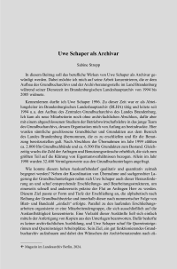 Uwe Schaper als Archivar