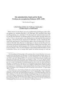 Die mittelalterliche Stadt und ihr Recht. Freiburg im europäischen Rahmen (1050–1250)