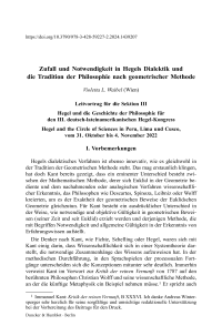 Zufall und Notwendigkeit in Hegels Dialektik und die Tradition der Philosophie nach geometrischer Methode