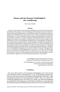 Messen und das Konzept Nachhaltigkeit – eine Annäherung