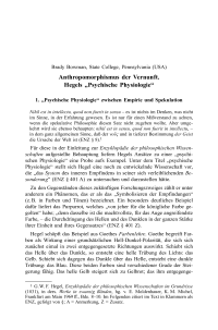 Anthropomorphismus der Vernunft. Hegels „Psychische Physiologie“