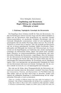 Empfindung und Bewusstsein. Hegels Beitrag zur zeitgenössischen Philosophy of mind