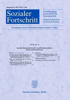 Geteiltes Rentenrecht in Ost- und Westdeutschland: Stand und Perspektiven