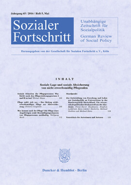 Soziale Lage und soziale Absicherung von nicht erwerbsmäßig Pflegenden